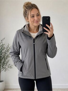 Hollister Grey Hooded Jacket - Women's Casual Coat